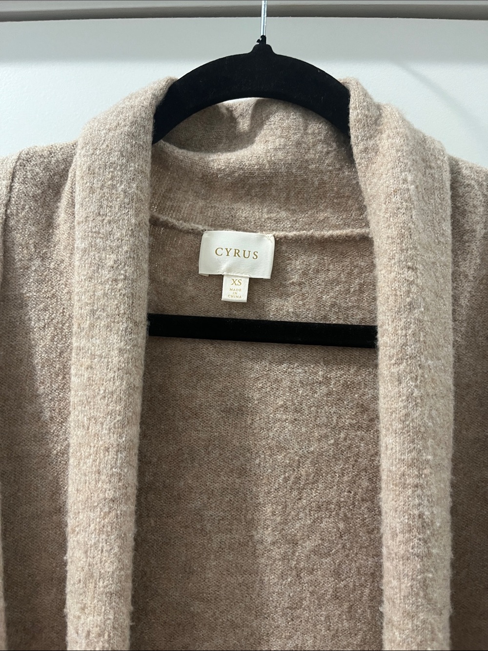 Cyrus XS Cozy Open-Front Long Cardigan Sweater Beige Wool Blend - Picture 2 of 14